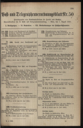 Post- und Telegraphen-Verordnungsblatt für das Verwaltungsgebiet des K.-K. Handelsministeriums 19290807 Seite: 1