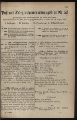 Post- und Telegraphen-Verordnungsblatt für das Verwaltungsgebiet des K.-K. Handelsministeriums 19290814 Seite: 1