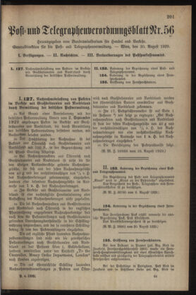 Post- und Telegraphen-Verordnungsblatt für das Verwaltungsgebiet des K.-K. Handelsministeriums 19290830 Seite: 1