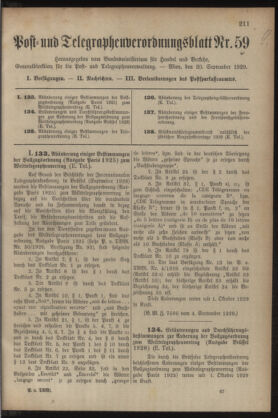 Post- und Telegraphen-Verordnungsblatt für das Verwaltungsgebiet des K.-K. Handelsministeriums 19290920 Seite: 1