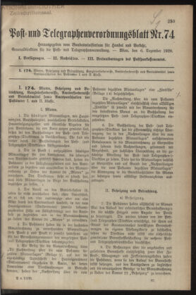 Post- und Telegraphen-Verordnungsblatt für das Verwaltungsgebiet des K.-K. Handelsministeriums 19291206 Seite: 1