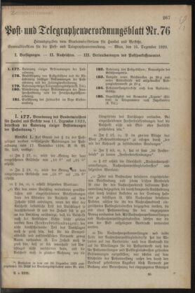 Post- und Telegraphen-Verordnungsblatt für das Verwaltungsgebiet des K.-K. Handelsministeriums 19291216 Seite: 1