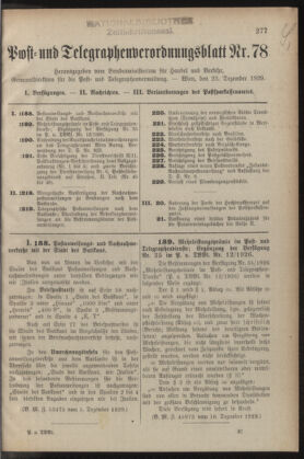 Post- und Telegraphen-Verordnungsblatt für das Verwaltungsgebiet des K.-K. Handelsministeriums 19291223 Seite: 1