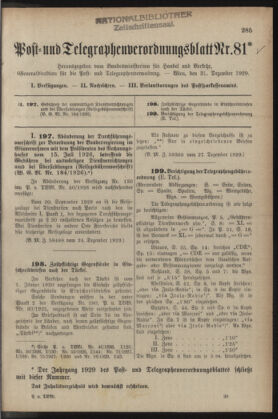 Post- und Telegraphen-Verordnungsblatt für das Verwaltungsgebiet des K.-K. Handelsministeriums 19291231 Seite: 1