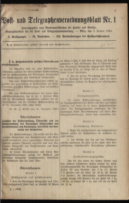 Post- und Telegraphen-Verordnungsblatt für das Verwaltungsgebiet des K.-K. Handelsministeriums 19340103 Seite: 1