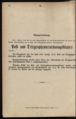 Post- und Telegraphen-Verordnungsblatt für das Verwaltungsgebiet des K.-K. Handelsministeriums 19340103 Seite: 16