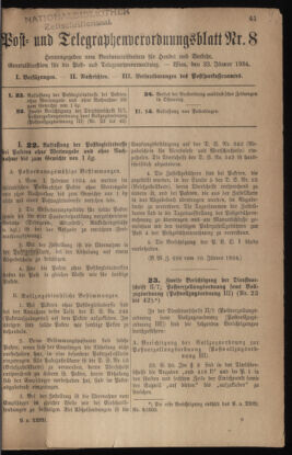 Post- und Telegraphen-Verordnungsblatt für das Verwaltungsgebiet des K.-K. Handelsministeriums 19340123 Seite: 1