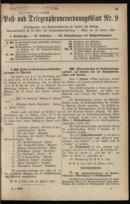 Post- und Telegraphen-Verordnungsblatt für das Verwaltungsgebiet des K.-K. Handelsministeriums 19340129 Seite: 1