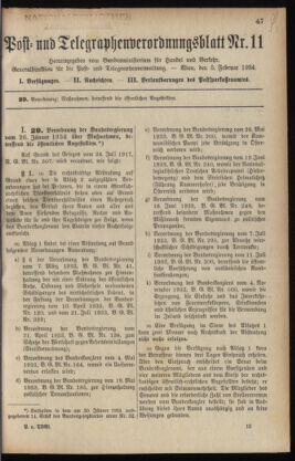 Post- und Telegraphen-Verordnungsblatt für das Verwaltungsgebiet des K.-K. Handelsministeriums 19340205 Seite: 1