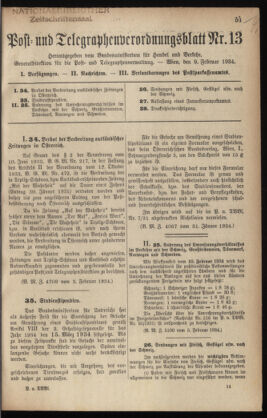 Post- und Telegraphen-Verordnungsblatt für das Verwaltungsgebiet des K.-K. Handelsministeriums 19340209 Seite: 1