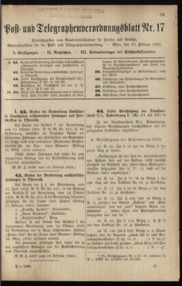 Post- und Telegraphen-Verordnungsblatt für das Verwaltungsgebiet des K.-K. Handelsministeriums 19340223 Seite: 1