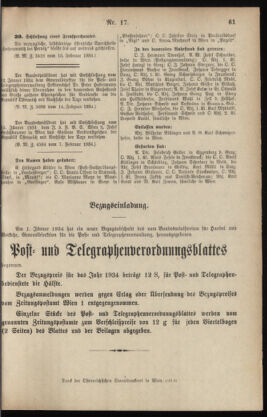 Post- und Telegraphen-Verordnungsblatt für das Verwaltungsgebiet des K.-K. Handelsministeriums 19340223 Seite: 5