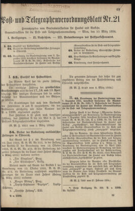 Post- und Telegraphen-Verordnungsblatt für das Verwaltungsgebiet des K.-K. Handelsministeriums 19340310 Seite: 1