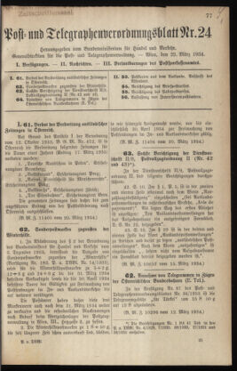 Post- und Telegraphen-Verordnungsblatt für das Verwaltungsgebiet des K.-K. Handelsministeriums 19340323 Seite: 1