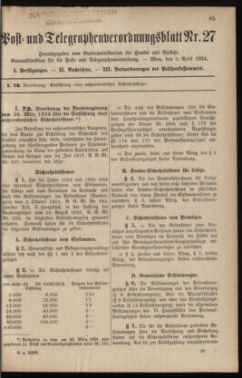 Post- und Telegraphen-Verordnungsblatt für das Verwaltungsgebiet des K.-K. Handelsministeriums 19340405 Seite: 1