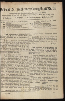 Post- und Telegraphen-Verordnungsblatt für das Verwaltungsgebiet des K.-K. Handelsministeriums 19340504 Seite: 1