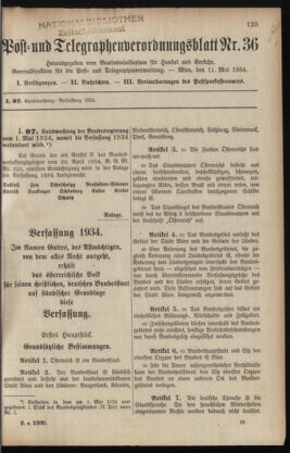 Post- und Telegraphen-Verordnungsblatt für das Verwaltungsgebiet des K.-K. Handelsministeriums 19340511 Seite: 1