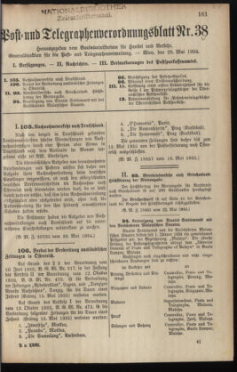 Post- und Telegraphen-Verordnungsblatt für das Verwaltungsgebiet des K.-K. Handelsministeriums 19340529 Seite: 1