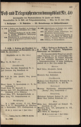 Post- und Telegraphen-Verordnungsblatt für das Verwaltungsgebiet des K.-K. Handelsministeriums 19340620 Seite: 1