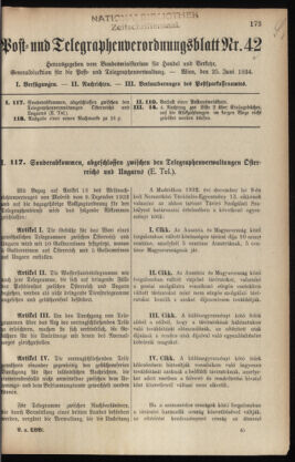 Post- und Telegraphen-Verordnungsblatt für das Verwaltungsgebiet des K.-K. Handelsministeriums 19340625 Seite: 1