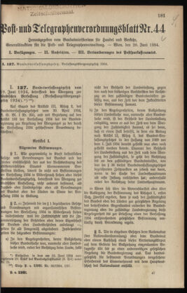 Post- und Telegraphen-Verordnungsblatt für das Verwaltungsgebiet des K.-K. Handelsministeriums 19340628 Seite: 1