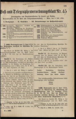 Post- und Telegraphen-Verordnungsblatt für das Verwaltungsgebiet des K.-K. Handelsministeriums 19340709 Seite: 1