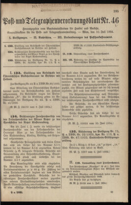 Post- und Telegraphen-Verordnungsblatt für das Verwaltungsgebiet des K.-K. Handelsministeriums 19340710 Seite: 1