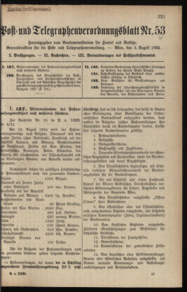 Post- und Telegraphen-Verordnungsblatt für das Verwaltungsgebiet des K.-K. Handelsministeriums 19340803 Seite: 1