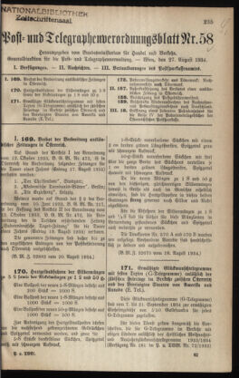 Post- und Telegraphen-Verordnungsblatt für das Verwaltungsgebiet des K.-K. Handelsministeriums 19340827 Seite: 1