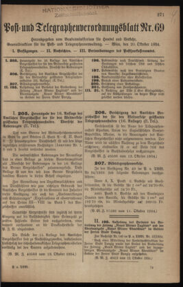 Post- und Telegraphen-Verordnungsblatt für das Verwaltungsgebiet des K.-K. Handelsministeriums 19341020 Seite: 1