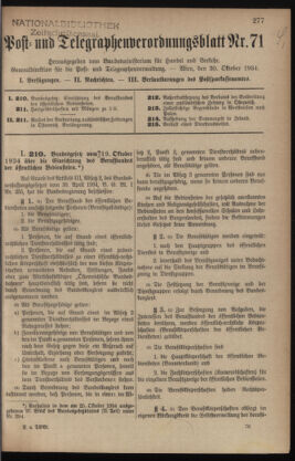 Post- und Telegraphen-Verordnungsblatt für das Verwaltungsgebiet des K.-K. Handelsministeriums 19341030 Seite: 1