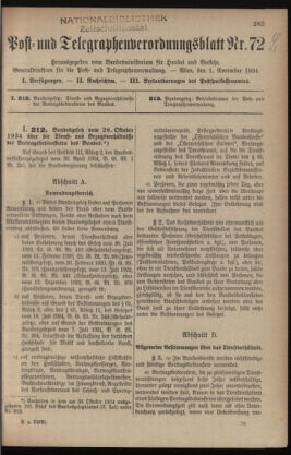 Post- und Telegraphen-Verordnungsblatt für das Verwaltungsgebiet des K.-K. Handelsministeriums 19341101 Seite: 1