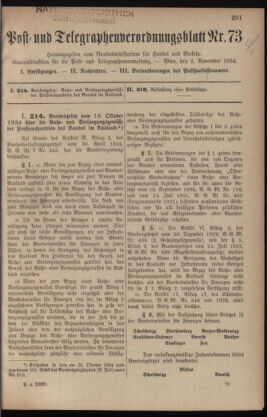 Post- und Telegraphen-Verordnungsblatt für das Verwaltungsgebiet des K.-K. Handelsministeriums 19341102 Seite: 1