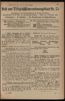 Post- und Telegraphen-Verordnungsblatt für das Verwaltungsgebiet des K.-K. Handelsministeriums 19341107 Seite: 1