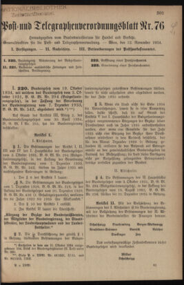 Post- und Telegraphen-Verordnungsblatt für das Verwaltungsgebiet des K.-K. Handelsministeriums 19341112 Seite: 1