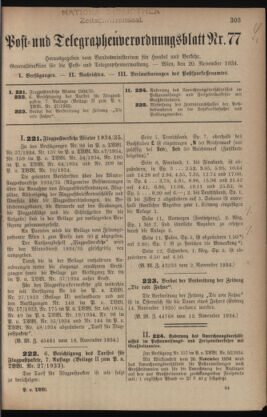 Post- und Telegraphen-Verordnungsblatt für das Verwaltungsgebiet des K.-K. Handelsministeriums 19341120 Seite: 1