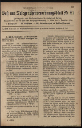 Post- und Telegraphen-Verordnungsblatt für das Verwaltungsgebiet des K.-K. Handelsministeriums 19341205 Seite: 1