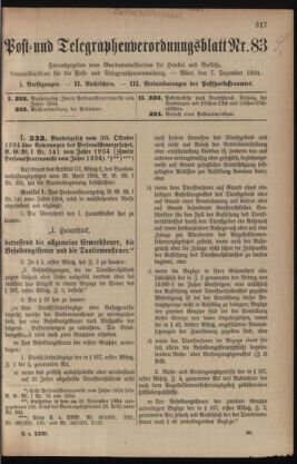 Post- und Telegraphen-Verordnungsblatt für das Verwaltungsgebiet des K.-K. Handelsministeriums 19341207 Seite: 1