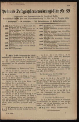 Post- und Telegraphen-Verordnungsblatt für das Verwaltungsgebiet des K.-K. Handelsministeriums 19341227 Seite: 1