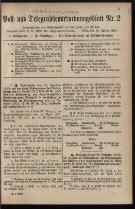 Post- und Telegraphen-Verordnungsblatt für das Verwaltungsgebiet des K.-K. Handelsministeriums 19350115 Seite: 1