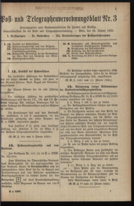 Post- und Telegraphen-Verordnungsblatt für das Verwaltungsgebiet des K.-K. Handelsministeriums 19350125 Seite: 1