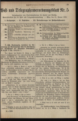 Post- und Telegraphen-Verordnungsblatt für das Verwaltungsgebiet des K.-K. Handelsministeriums 19350131 Seite: 1