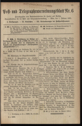 Post- und Telegraphen-Verordnungsblatt für das Verwaltungsgebiet des K.-K. Handelsministeriums 19350201 Seite: 1