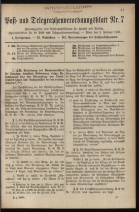 Post- und Telegraphen-Verordnungsblatt für das Verwaltungsgebiet des K.-K. Handelsministeriums 19350202 Seite: 1