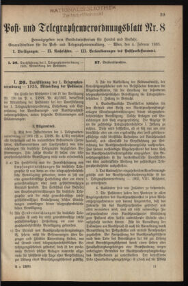 Post- und Telegraphen-Verordnungsblatt für das Verwaltungsgebiet des K.-K. Handelsministeriums 19350204 Seite: 1