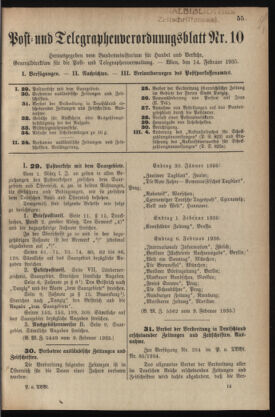 Post- und Telegraphen-Verordnungsblatt für das Verwaltungsgebiet des K.-K. Handelsministeriums 19350214 Seite: 1