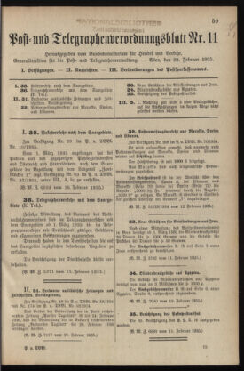 Post- und Telegraphen-Verordnungsblatt für das Verwaltungsgebiet des K.-K. Handelsministeriums 19350222 Seite: 1