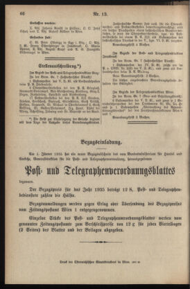 Post- und Telegraphen-Verordnungsblatt für das Verwaltungsgebiet des K.-K. Handelsministeriums 19350311 Seite: 12