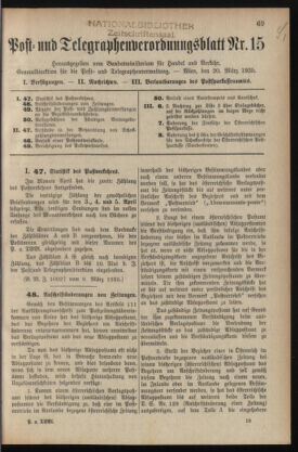 Post- und Telegraphen-Verordnungsblatt für das Verwaltungsgebiet des K.-K. Handelsministeriums 19350320 Seite: 1