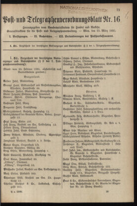 Post- und Telegraphen-Verordnungsblatt für das Verwaltungsgebiet des K.-K. Handelsministeriums 19350323 Seite: 1